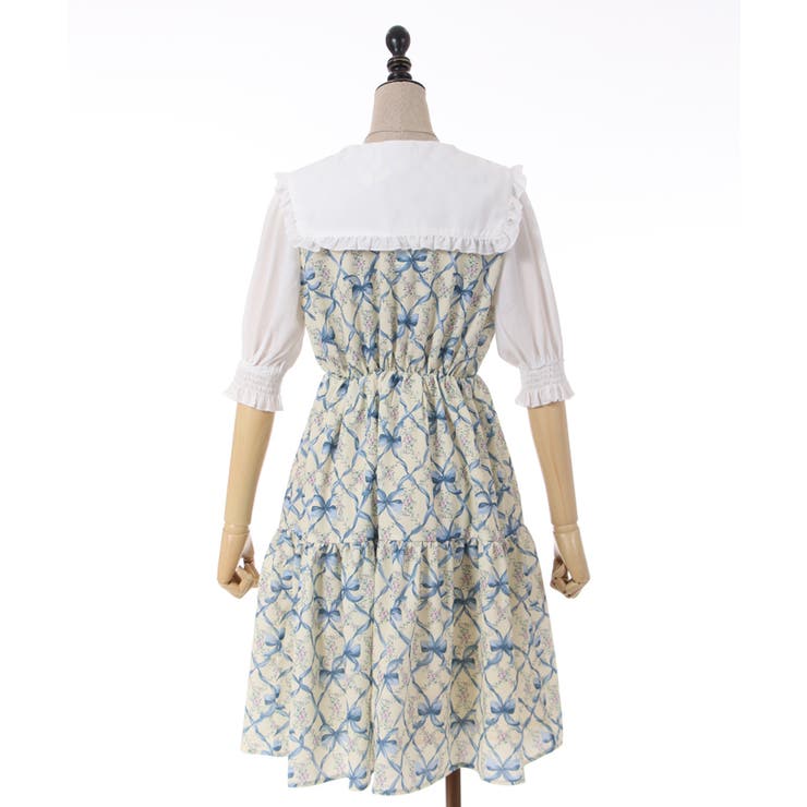 リボンフラワーチェック柄OP[品番：IGAW0003432]｜axes femme