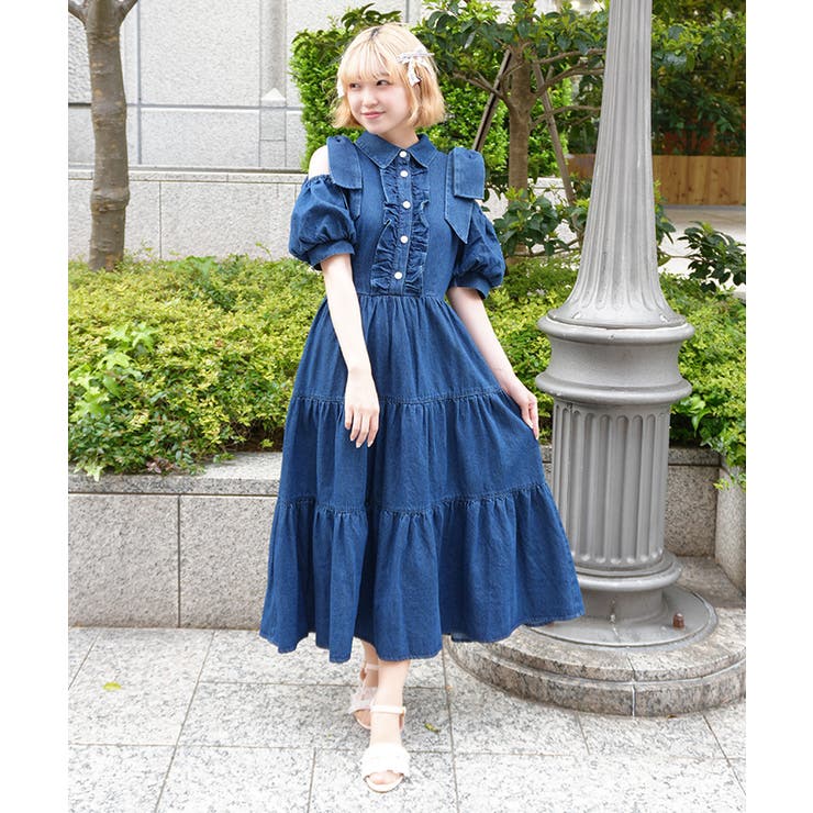 リボンショルダーデニムワンピース | axes femme | 詳細画像12 