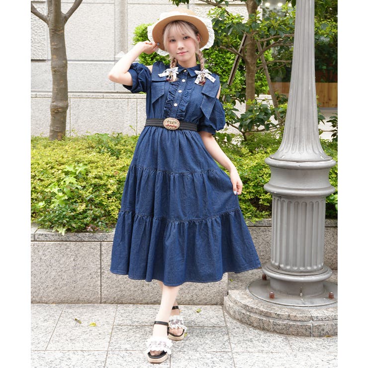 リボンショルダーデニムワンピース | axes femme | 詳細画像13 