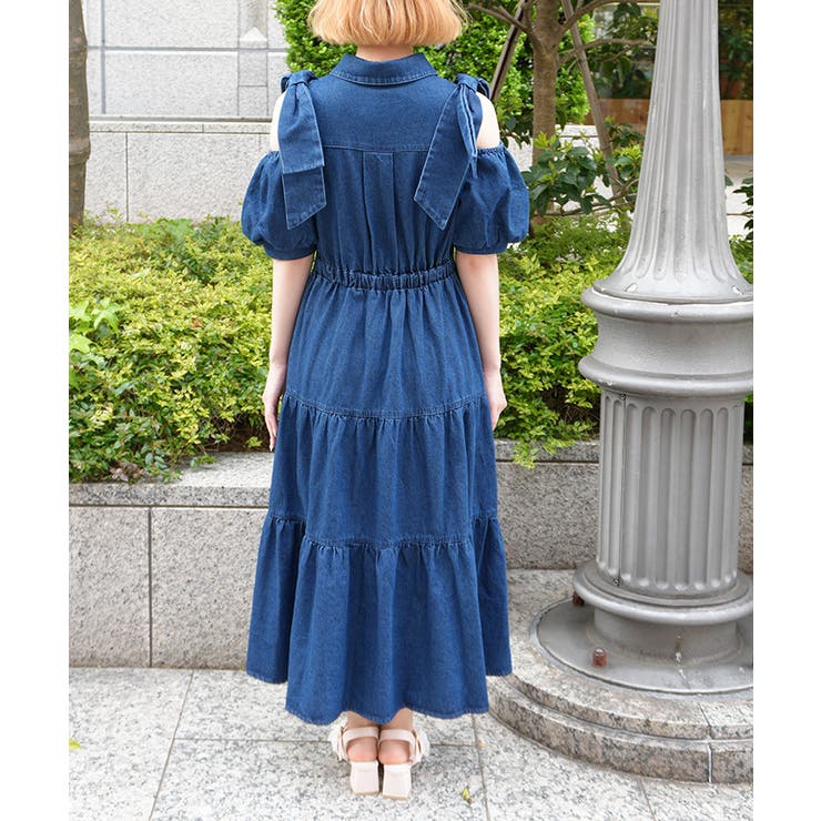 リボンショルダーデニムワンピース | axes femme | 詳細画像3 
