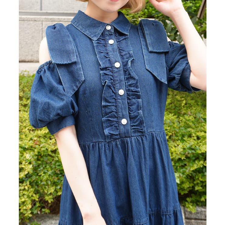 リボンショルダーデニムワンピース | axes femme | 詳細画像4 