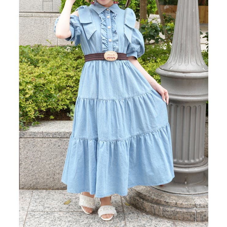 ウォッシュ | リボンショルダーデニムワンピース | axes femme
