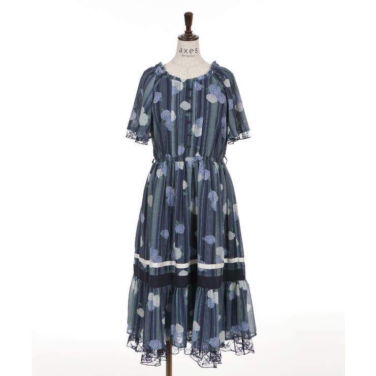 紫陽花シフォンワンピース[品番：IGAW0000493]｜axes femme
