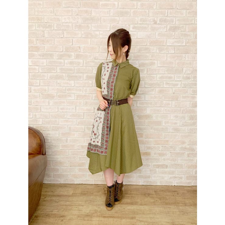 スカーフ切替シャツワンピース 品番 Igaw Axes Femme アクシーズファム のレディースファッション通販 Shoplist ショップリスト