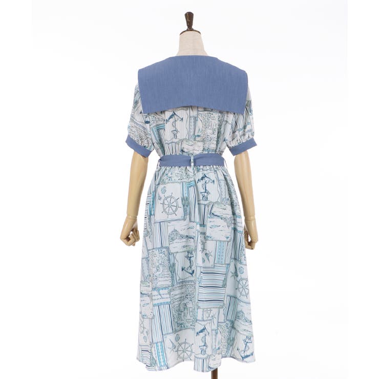 フレンチマリン柄セーラーOP[品番：IGAW0001721]｜axes femme