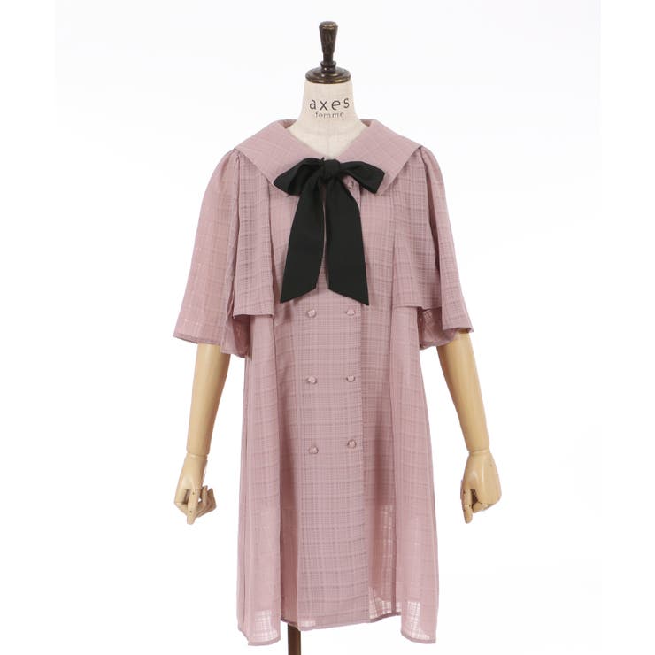 リボン付セーラー襟ワンピース[品番：IGAW0001775]｜axes femme