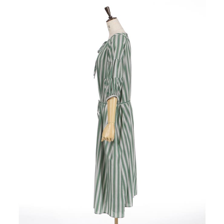axes femme ワンピース ストライプ柄 ラグラン袖 OP レディース ストライプ柄ラグラン袖ワンピース[品番：IGAW0001877]｜axes