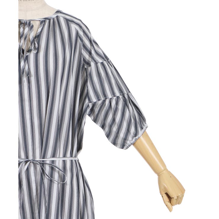 axes femme ワンピース ストライプ柄 ラグラン袖 OP レディース ストライプ柄ラグラン袖ワンピース[品番：IGAW0001877]｜axes