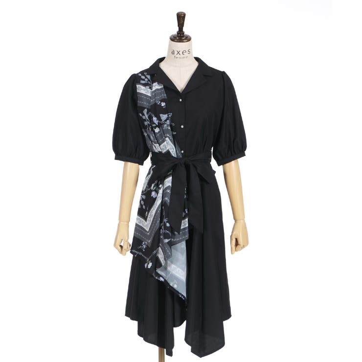 スカーフ切替シャツワンピース[品番：IGAW0001894]｜axes femme
