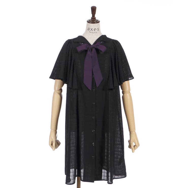 シアーチェックケープ風OP[品番：IGAW0002097]｜axes femme