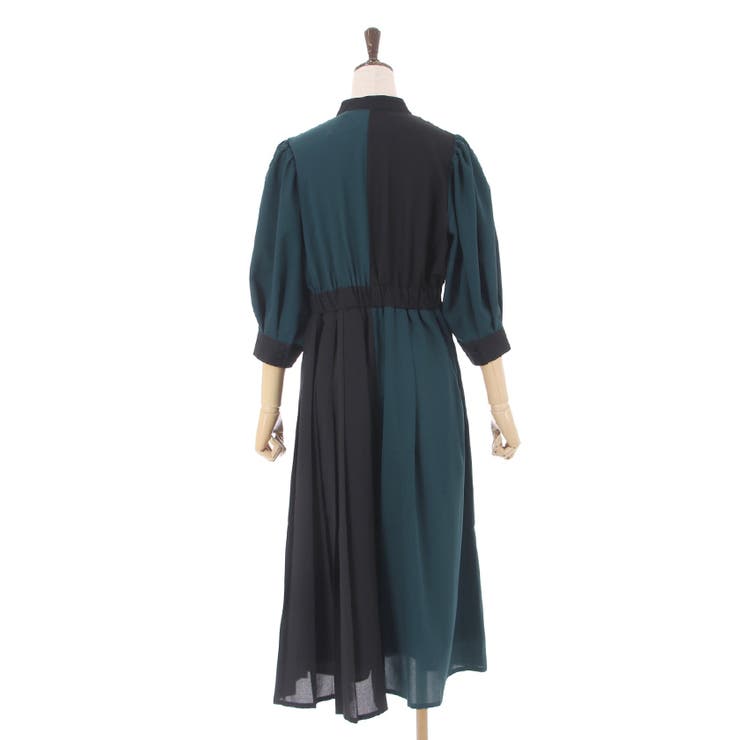 バイカラープリーツワンピース[品番：IGAW0003499]｜axes femme