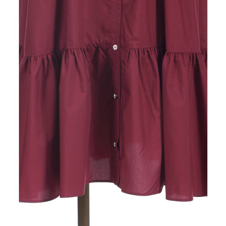 PLEATS PLEASE ミドル丈ワンピース チュニック フリル スリット 赤