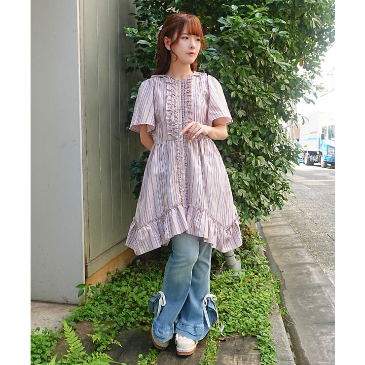 ストライプ柄フードシャツワンピース | axes femme | 詳細画像13 