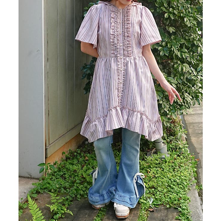 ストライプ柄フードシャツワンピース | axes femme | 詳細画像7 