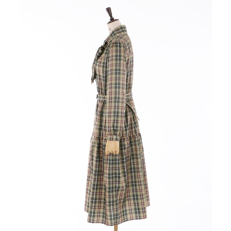 バラ刺繍ボウタイチェックOP[品番：IGAW0001035]｜axes femme