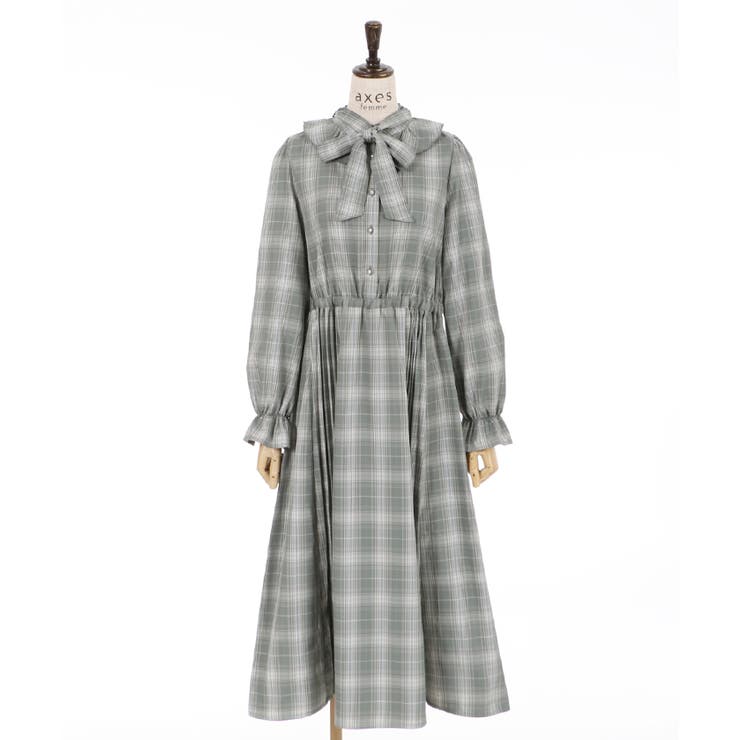 プリーツ切替チェック柄OP[品番：IGAW0001388]｜axes femme