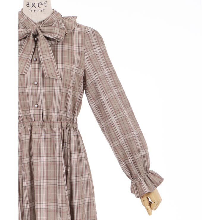 プリーツ切替チェック柄OP[品番：IGAW0001388]｜axes femme