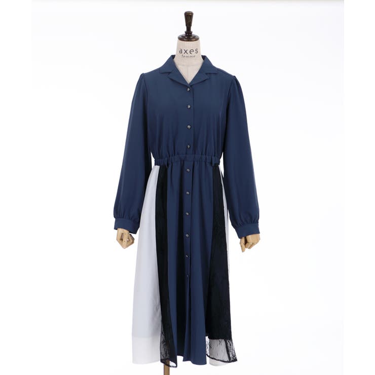 レース切替シャツワンピース[品番：IGAW0001448]｜axes femme