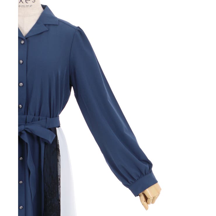 レース切替シャツワンピース[品番：IGAW0001448]｜axes femme