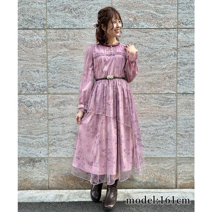 スイートピー柄チュールOP[品番：IGAW0001353]｜axes femme
