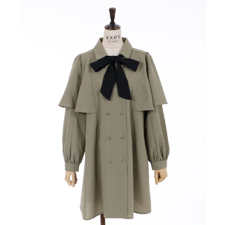 新品】axes femme ダブルブレストケープコート ワイン M