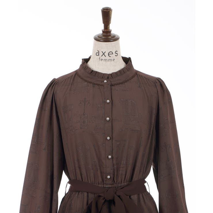 扉と街灯柄ワンピース[品番：IGAW0002444]｜axes femme