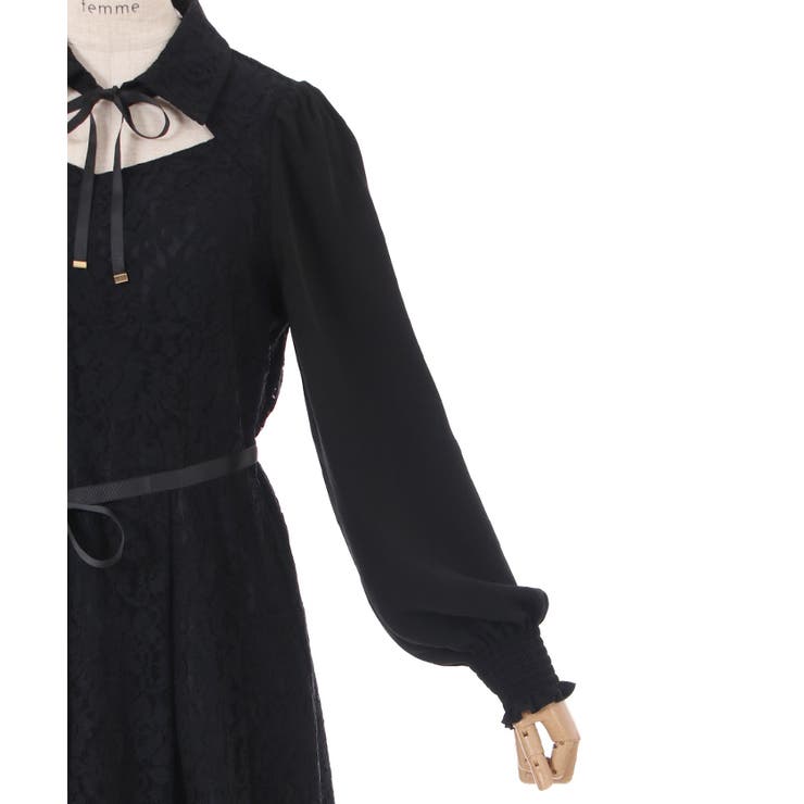襟付レースワンピース[品番：IGAW0003398]｜axes femme