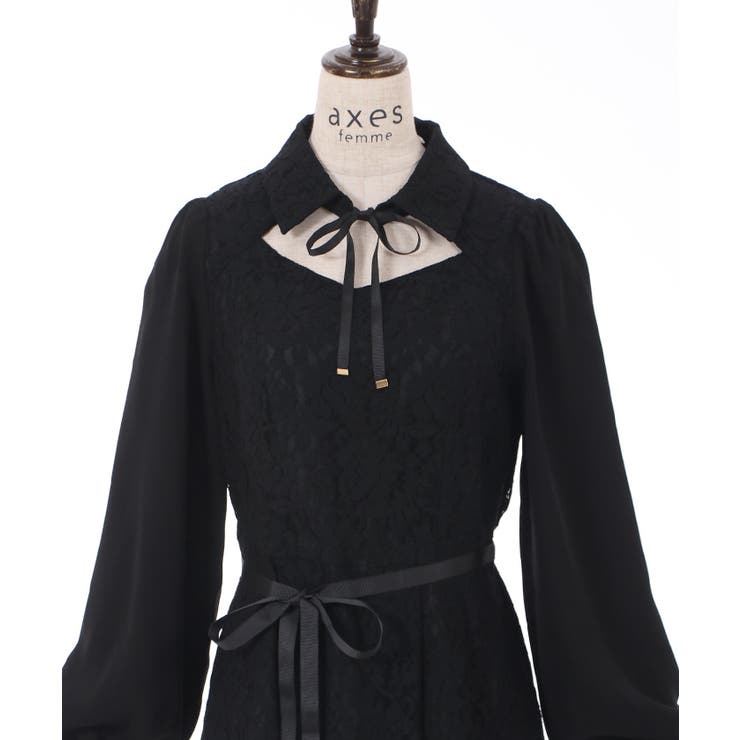 襟付レースワンピース[品番：IGAW0003398]｜axes femme
