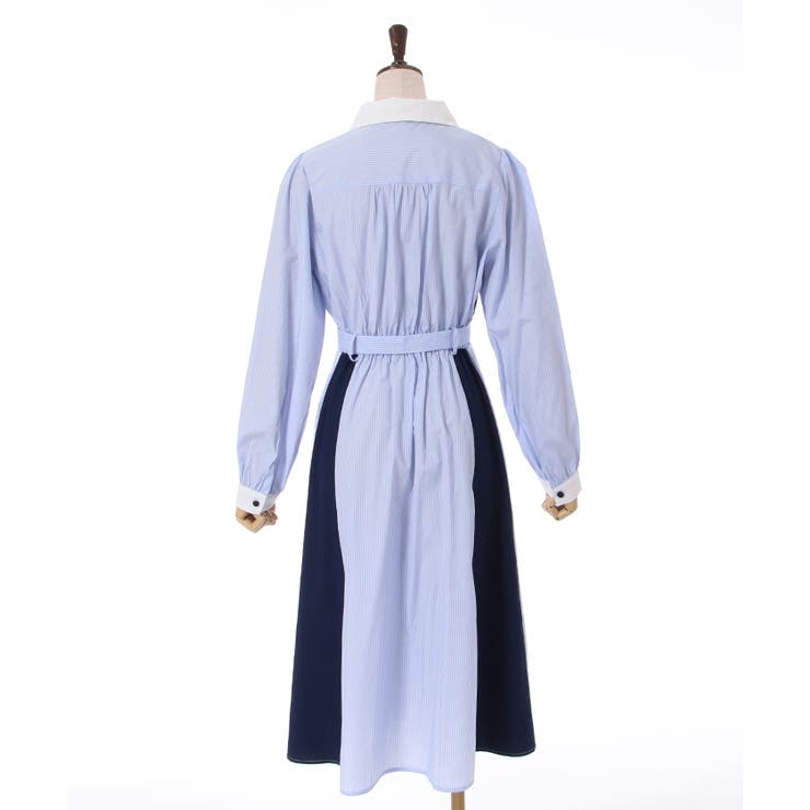 配色ストライプシャツワンピ[品番：IGAW0003519]｜axes femme