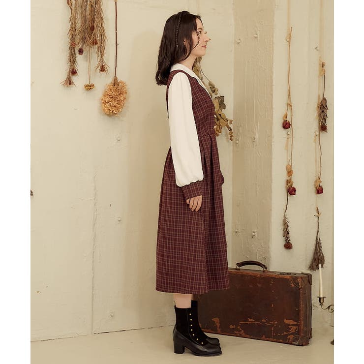 襟刺繍ドッキングワンピース[品番：IGAW0004178]｜axes femme