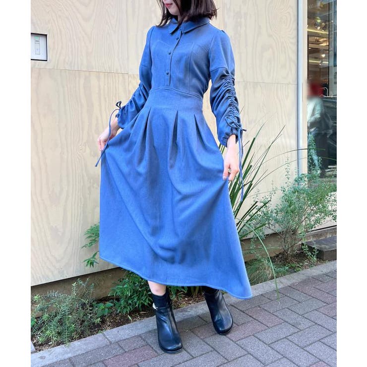 ドロスト袖ハイウエストワンピース[品番：IGAW0004476]｜axes