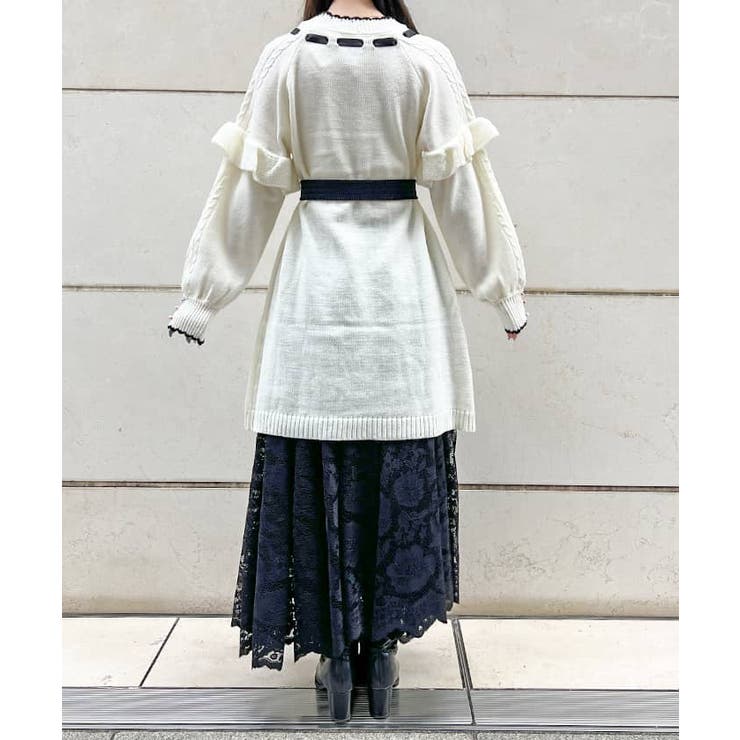 リボン付き袖フリルニットワンピース[品番：IGAW0004498]｜axes
