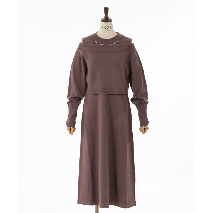 オフショルニット×ワンピースセット[品番：IGAW0004500]｜axes femme
