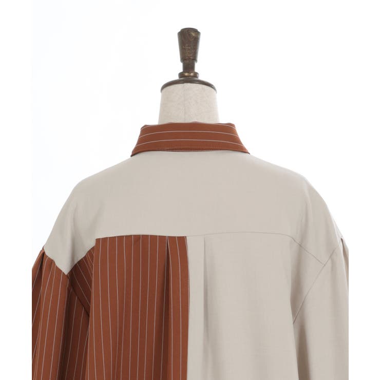 ストライプ切替配色シャツワンピース[品番：IGAW0004737]｜axes