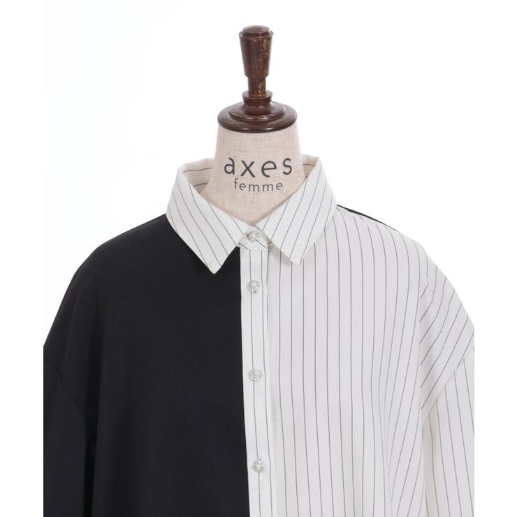 ストライプ切替配色シャツワンピース[品番：IGAW0004737]｜axes femme