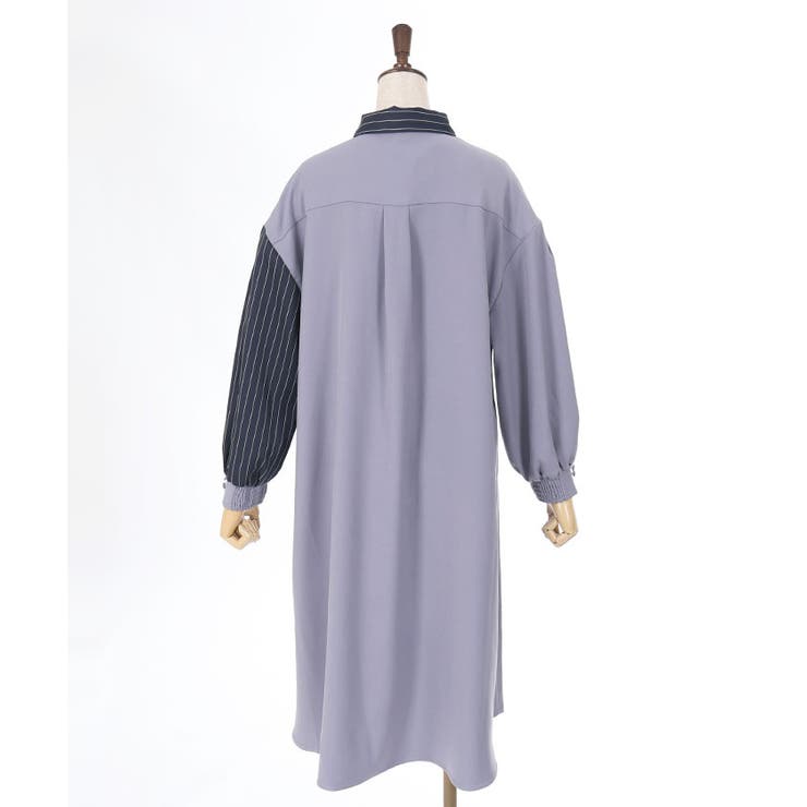 柄切替バイカラーシャツワンピ[品番：IGAW0005701]｜axes femme