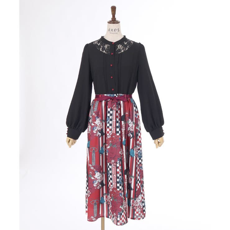 レース×シフォンドレス風ワンピース | レディース服・レディース