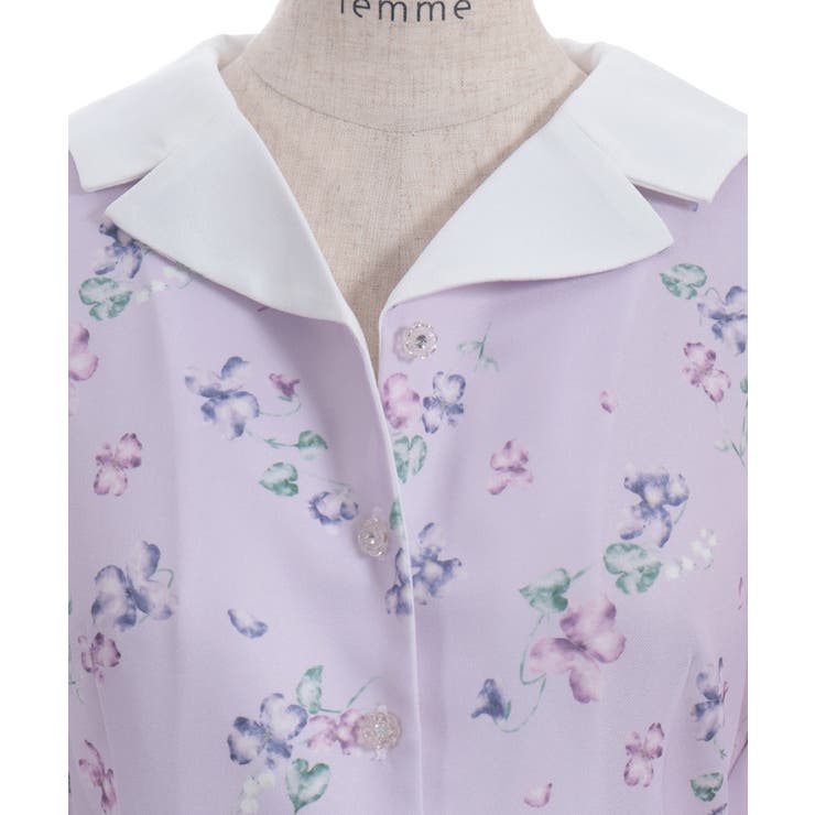 すみれ柄セーラー襟ワンピース[品番：IGAW0005942]｜axes femme