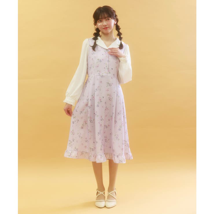 ラベンダー | すみれ柄セーラー襟ワンピース | axes femme