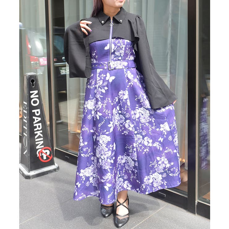 蝶々×花柄ジップワンピース[品番：IGAW0006863]｜axes femme