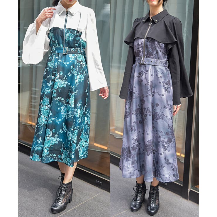 蝶々×花柄ジップワンピース | axes femme | 詳細画像2 