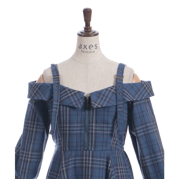 タータンチェック肩開ワンピース | axes femme | 詳細画像14 