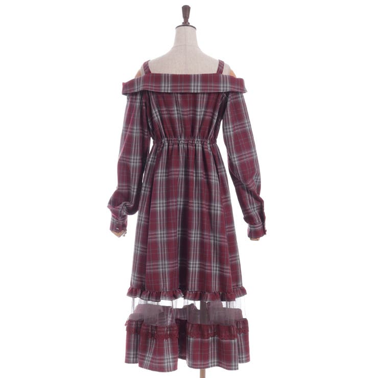 タータンチェック肩開ワンピース | axes femme | 詳細画像18 