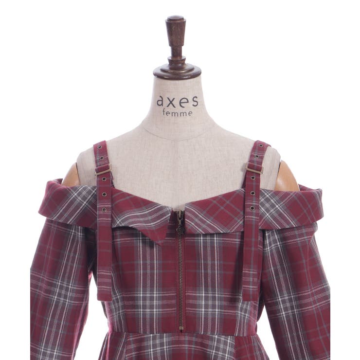 タータンチェック肩開ワンピース | axes femme | 詳細画像19 