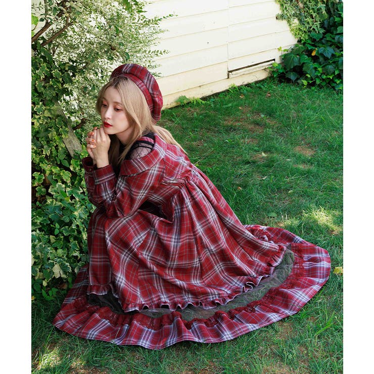 タータンチェック肩開ワンピース | axes femme | 詳細画像7 