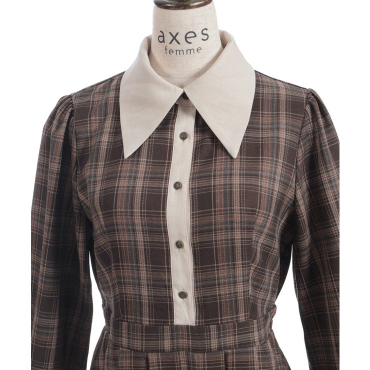 バイカラーチェックワンピース | axes femme | 詳細画像15 