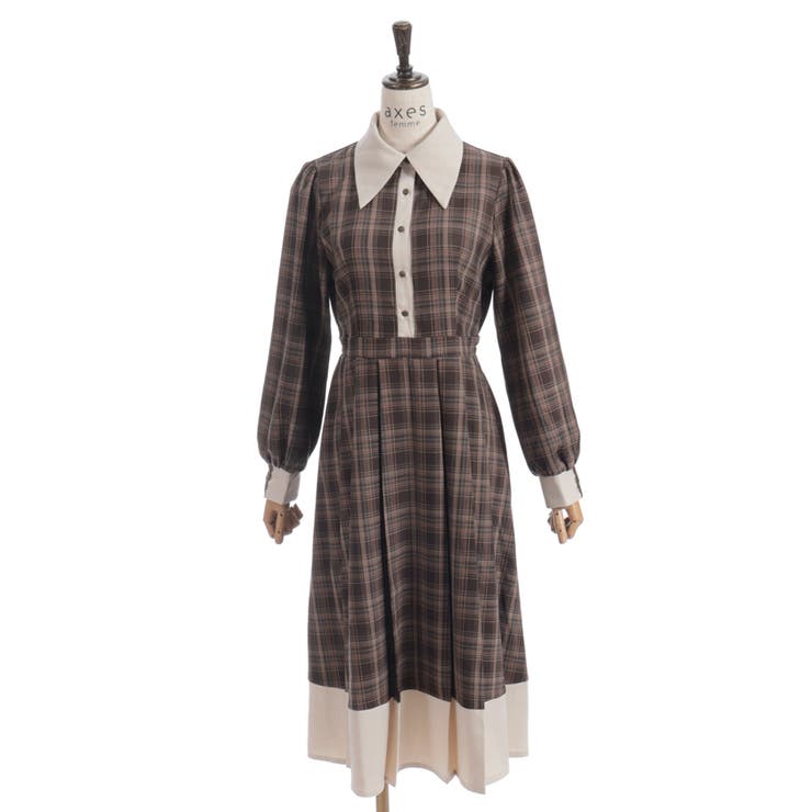 バイカラーチェックワンピース | axes femme | 詳細画像17 