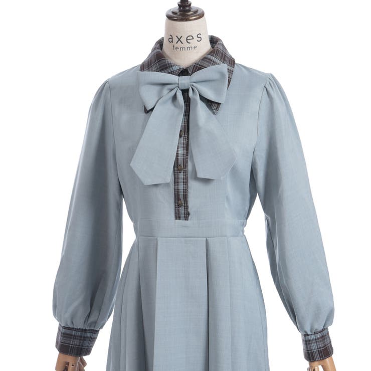 バイカラーチェックワンピース | axes femme | 詳細画像24 