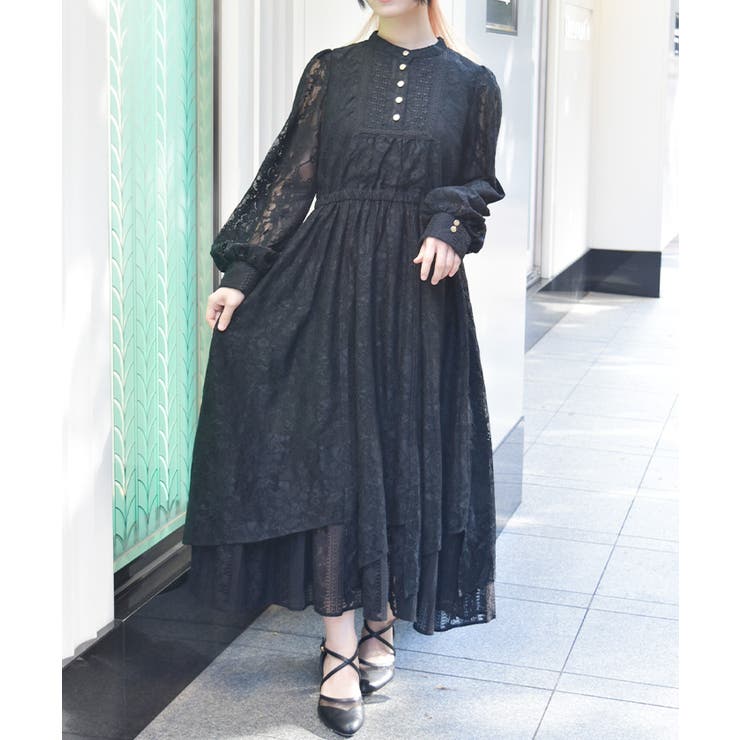黒 | イレヘム総レースワンピース | axes femme