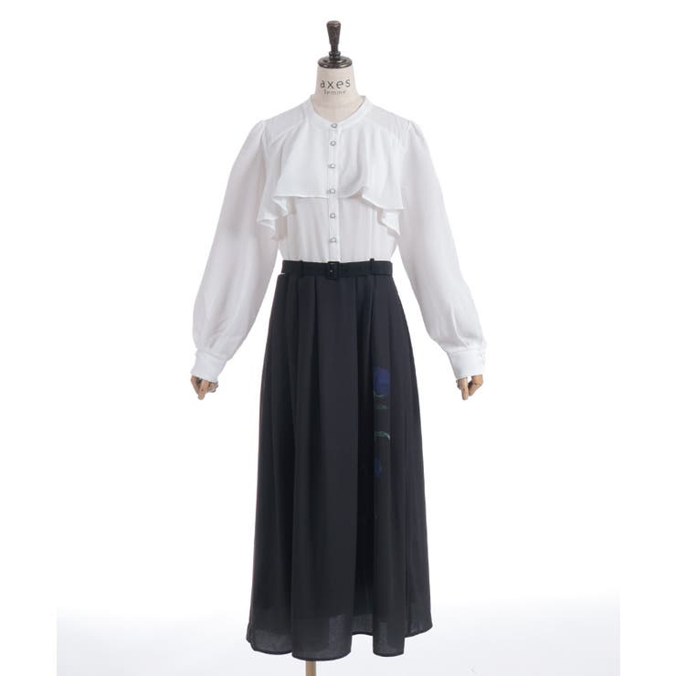 白 | ローズプリントワンピース | axes femme